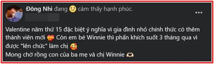 Đông Nhi chính thức xác nhận đang mang thai em bé thứ hai